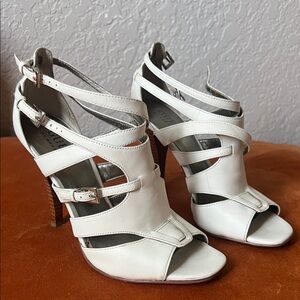 Guess White Strappy Open-Toe High Heel Sandals